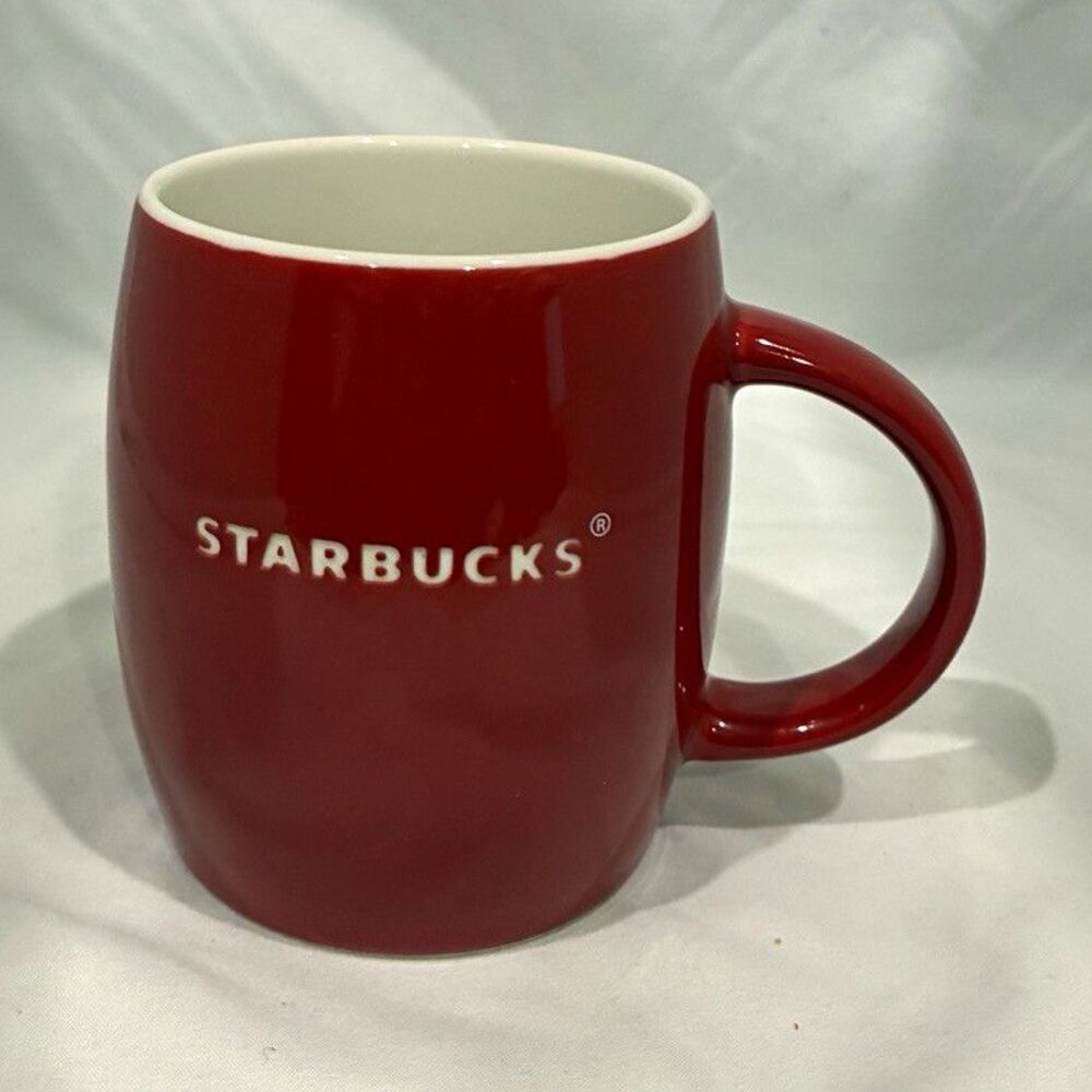 Starbucks 2011 Red Ceramic Coffee Mug with White Interior, Coffee & Tea Theme